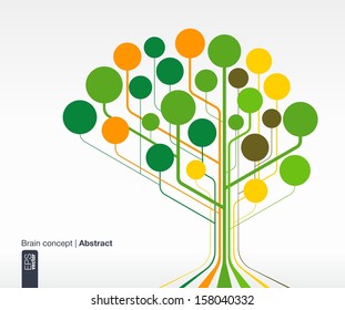Abstract background with lines and circles. Brain concept for ecology, communication, infographic, business, medical, social media, technology, network and web design. Vector illustration.