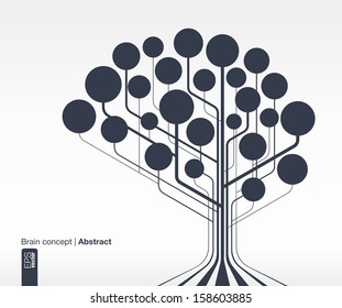 Abstract background with lines and circles. Brain concept for communication, infographic, business, medical, social media, technology, network and web design. Vector illustration.