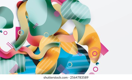 Abstract background - Lines circles and liquid shapes