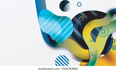 Abstract background - Lines circles and liquid shapes