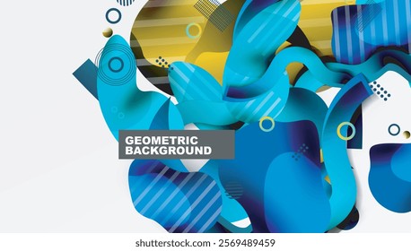 Abstract background - Lines circles and liquid shapes