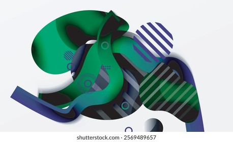 Abstract background - Lines circles and liquid shapes