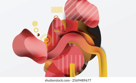 Abstract background - Lines circles and liquid shapes
