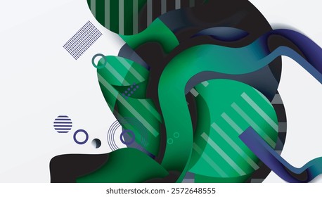 Abstract background - Lines circles and liquid shapes
