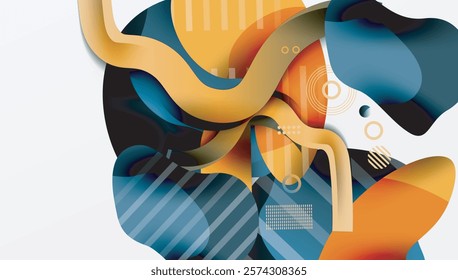 Abstract background - Lines circles and liquid shapes