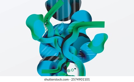 Abstract background - Lines circles and liquid shapes
