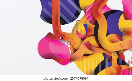 Abstract background - Lines circles and liquid shapes