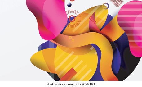 Abstract background - Lines circles and liquid shapes