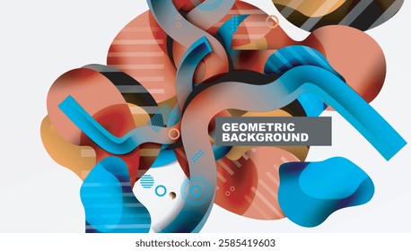 Abstract background - Lines circles and liquid shapes