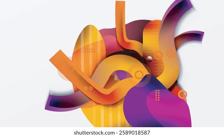 Abstract background - Lines circles and liquid shapes