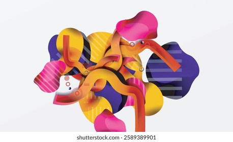 Abstract background - Lines circles and liquid shapes