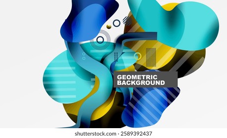 Abstract background - Lines circles and liquid shapes