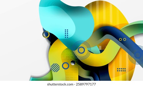 Abstract background - Lines circles and liquid shapes