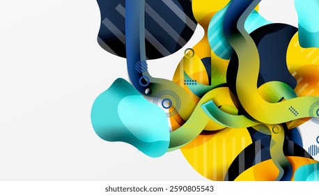 Abstract background - Lines circles and liquid shapes