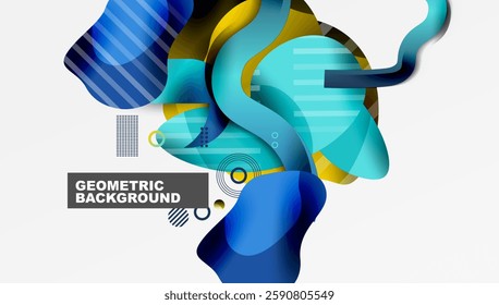 Abstract background - Lines circles and liquid shapes
