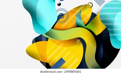 Abstract background - Lines circles and liquid shapes