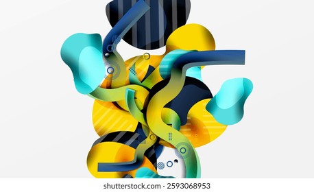 Abstract background - Lines circles and liquid shapes