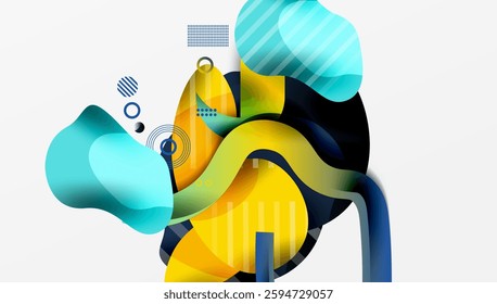 Abstract background - Lines circles and liquid shapes