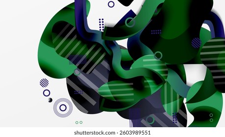 Abstract background - Lines circles and liquid shapes