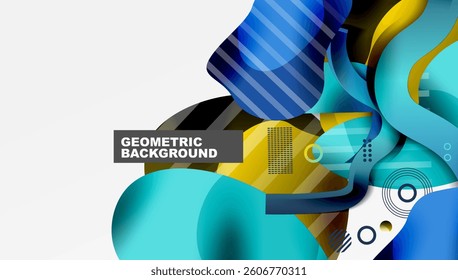 Abstract background - Lines circles and liquid shapes