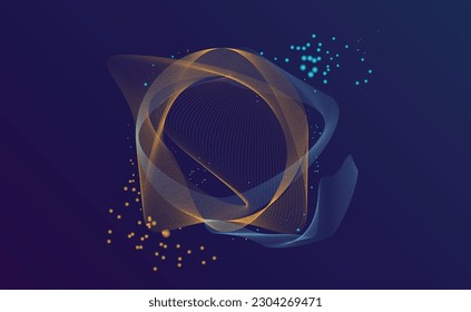 fondo abstracto con líneas y círculos sobre el fondo azul oscuro
