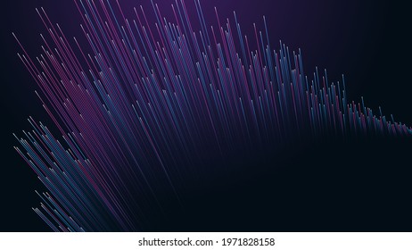 Abstract background. Lines composed of glowing on black vector background
