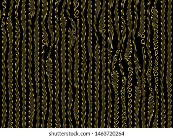 Abstract background of lines of different shapes and configurations in gold shades. Ideal for textiles, packaging, paper printing, simple backgrounds and textures.