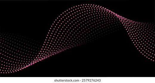 Abstract background with lines and dots. Web banner size. Element for design isolated. Vector background for brochure, booklet, flyer, poster. Pink and black gradient. Valentine's Day