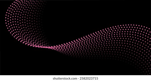 Abstract background with lines and dots. Web banner size. Element for design isolated. Vector background for brochure, booklet, flyer, poster. Pink and black gradient. Valentine's Day
