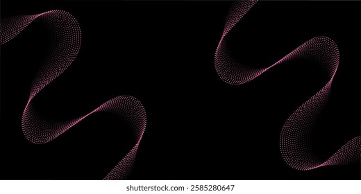 Abstract background with lines and dots. Web banner size. Element for design isolated. Vector background for brochure, booklet, flyer, poster. Pink and black gradient. Valentine's Day