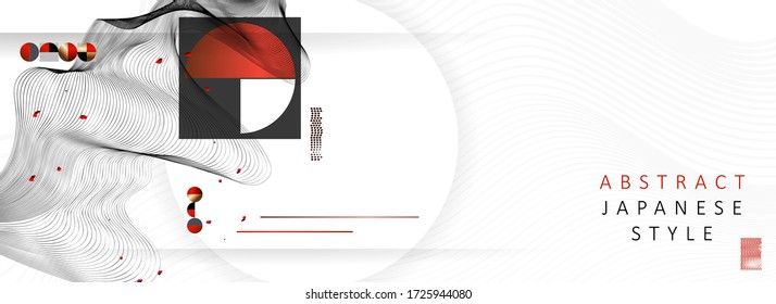 Resumen de los antecedentes de líneas y figuras en el minimalismo blanco rojo estilo japonés. Ilustración vectorial de fondo blanco