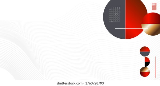 Resumen de los antecedentes de líneas y figuras en el minimalismo blanco rojo estilo japonés. Ilustración vectorial de fondo blanco