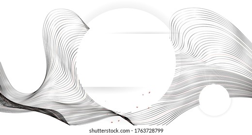Abstract background of lines and figures in the Japanese style red black white minimalism. White background vector illustration