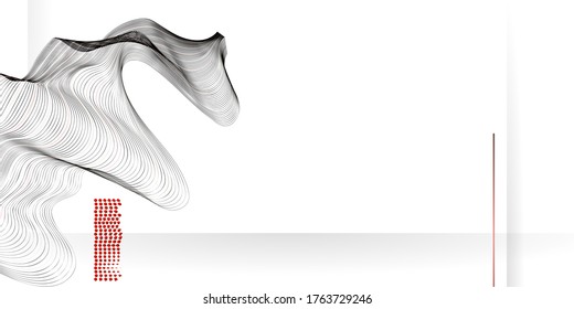 Abstract background of lines and figures in the Japanese style red black white minimalism. White background vector illustration