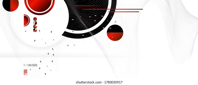 Abstract background of lines and figures in the Japanese style red black white minimalism. White background vector illustration