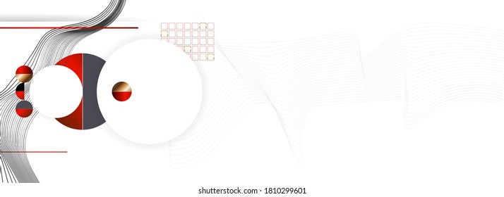 Resumen de los antecedentes de líneas y figuras en el minimalismo blanco rojo estilo japonés. Ilustración vectorial de fondo blanco