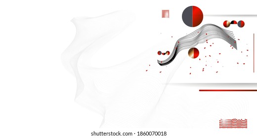 Resumen de los antecedentes de líneas y figuras en el minimalismo blanco rojo estilo japonés. Ilustración vectorial de fondo blanco