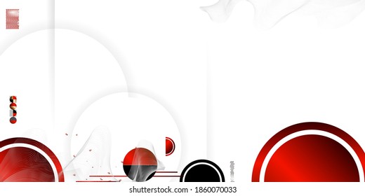 Resumen de los antecedentes de líneas y figuras en el minimalismo blanco rojo estilo japonés. Ilustración vectorial de fondo blanco