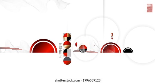 Abstract background of lines and figures in the Japanese style red black white minimalism. White background vector illustratios