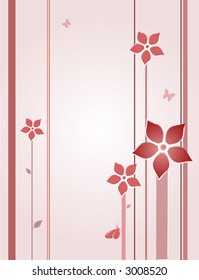 Abstract background with lines and flowers, oriental style