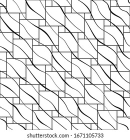 Abstract background with lines. Geometric design. Seamless pattern. Monochrome brush stroke. Grunge black and white backdrop. Modern stylish texture for prints, wallpapers. Repeating tile. Vector 