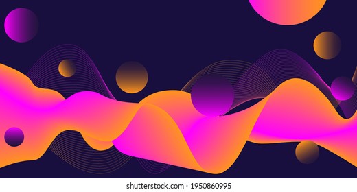 Abstract background with lines and gradient, neon