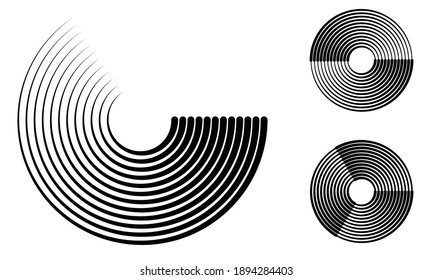 Abstract background with lines. Halftone design in circles. Circular element as logo or icon.