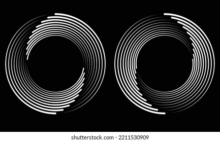 Abstract background with lines. Halftone design in circles. Yin and yang symbol.