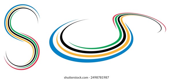 Abstrakter Hintergrund mit Linien wie S-Buchstabe. Illusion eines dynamischen Übergangs.