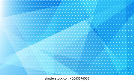 Abstract background of lines, polygons and halftone dots in light blue colors