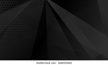Abstract background of lines, polygons and halftone dots in black and gray colors
