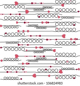 Abstract background of the lines, scrolls and hearts