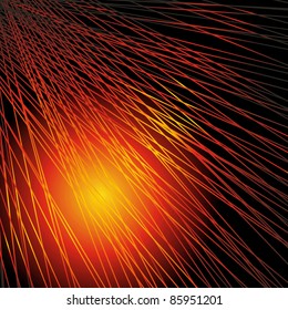 Abstract background with the lines, shined with red-yellow light. A vector.