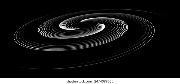 Abstract background with lines in spiral, perspective view. Art design circle as logo or icon.